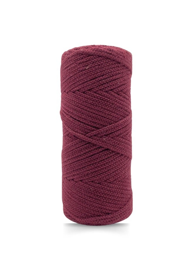 BOBBINY | Knitted Macrame Cotton Like Cord Dori Thread for Macrame DIY and Other Projects (Maroon, 2mm, 100 Meter)